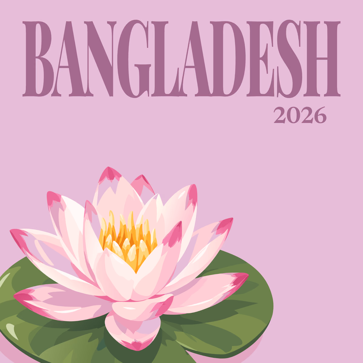 Bangladesh illustrated square photo book cover with the water lily artwork