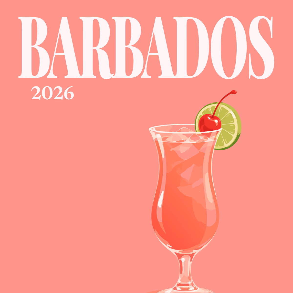 Barbados illustrated square photo book cover with the rum punch artwork
