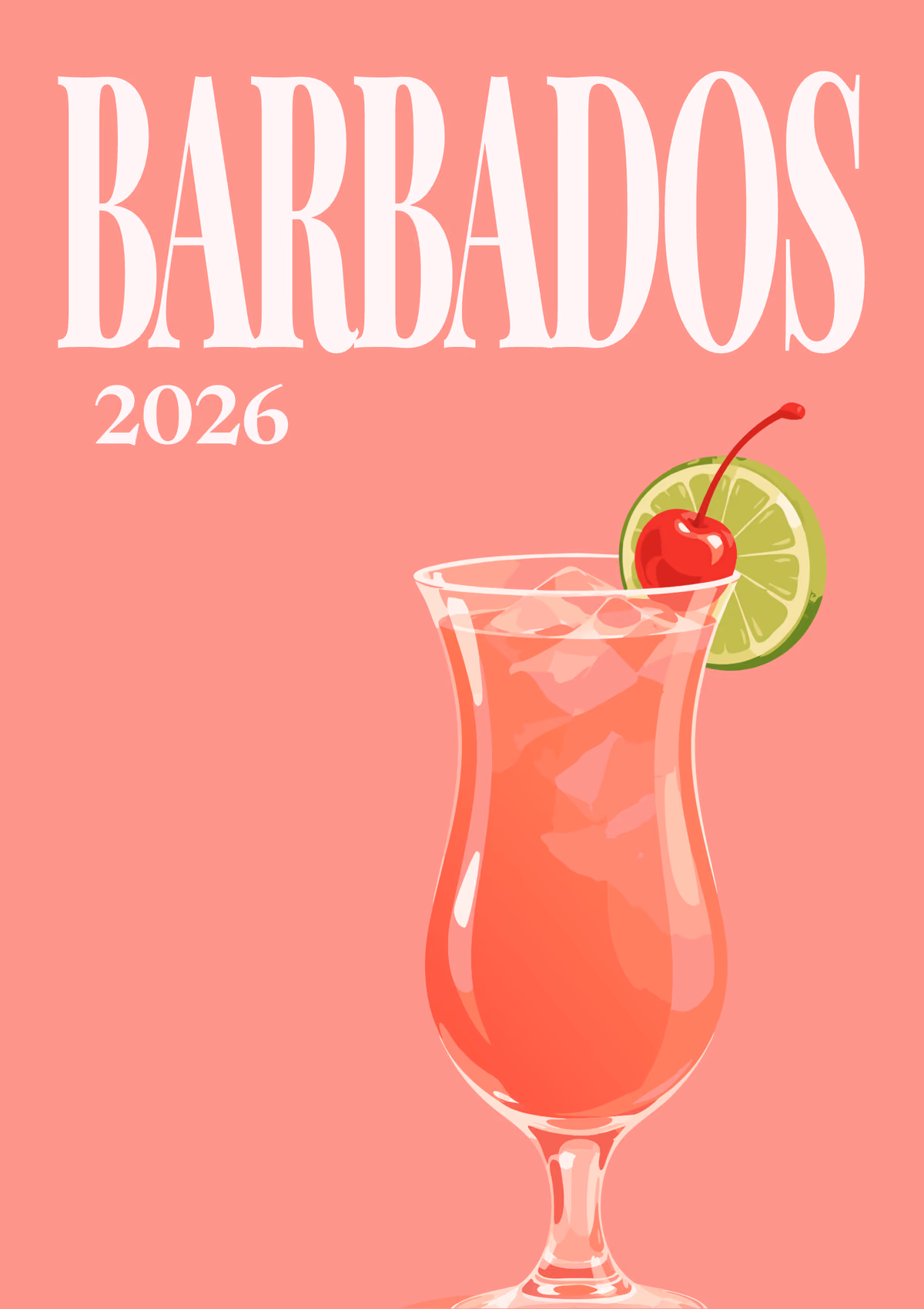 Barbados illustrated travel photo book cover with the rum punch artwork