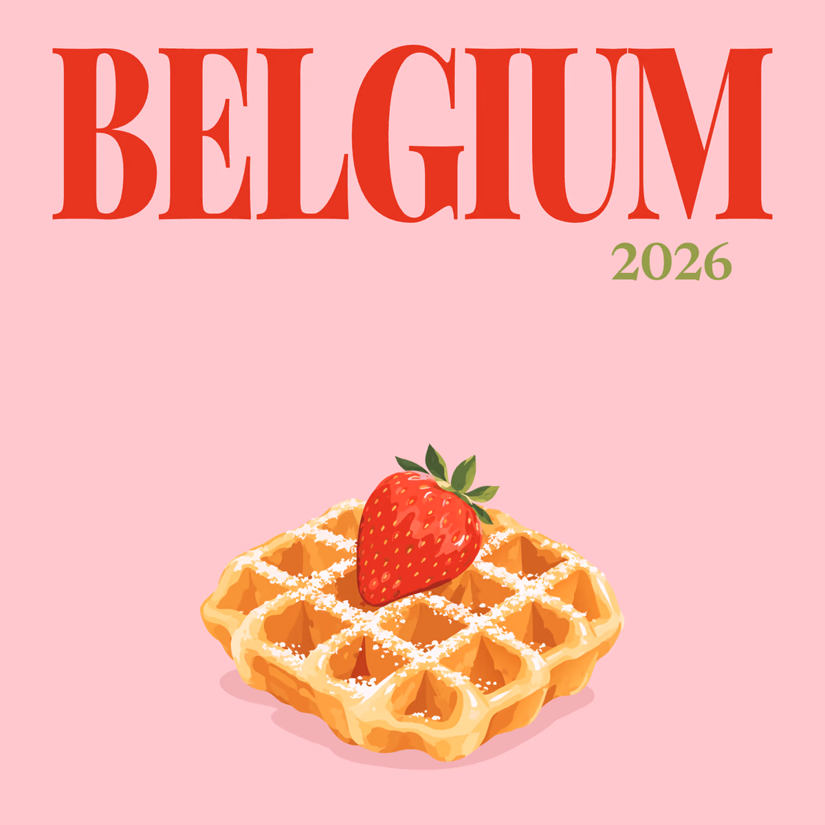 Belgium illustrated square photo book cover with the Belgian waffle artwork