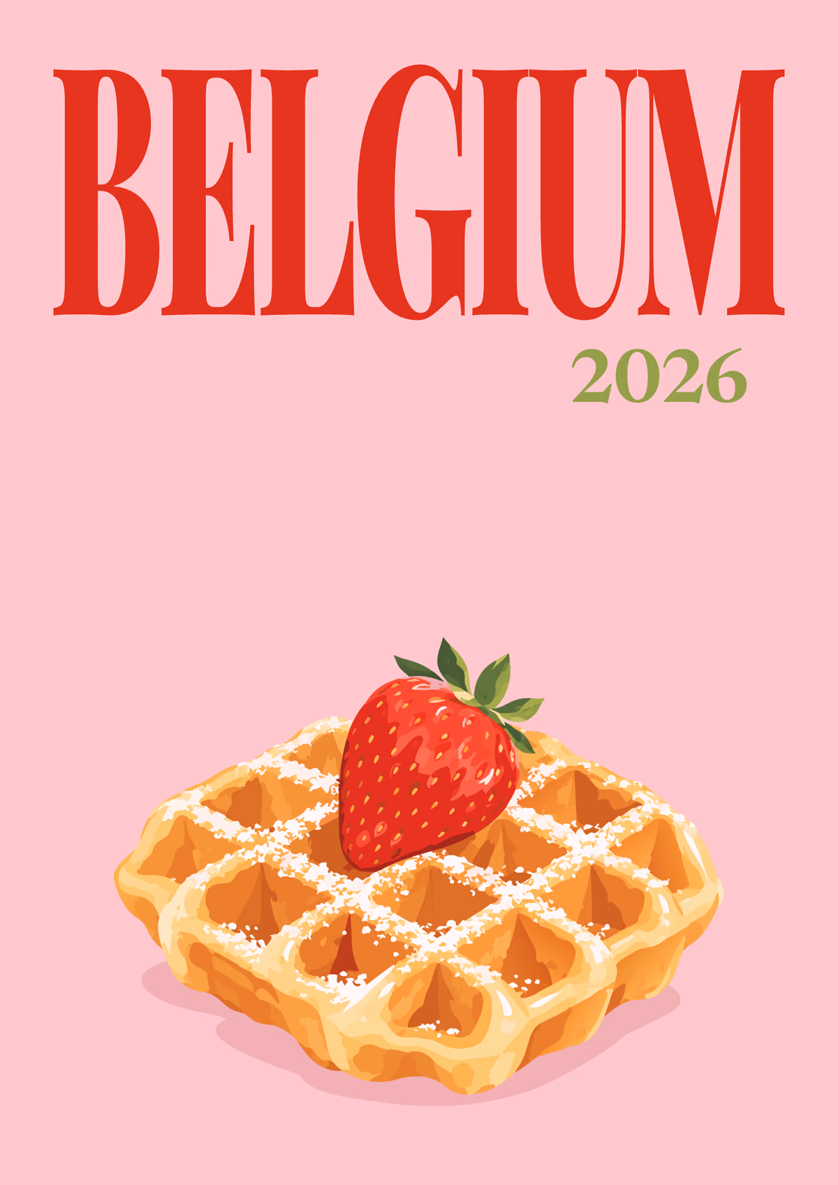 Belgium illustrated travel photo book cover with the Belgian waffle artwork