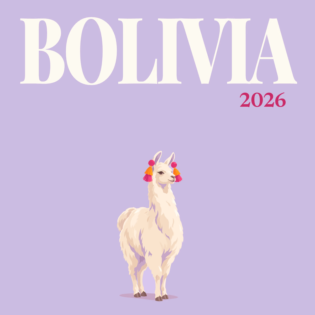 Bolivia illustrated square photo book cover with the llama artwork