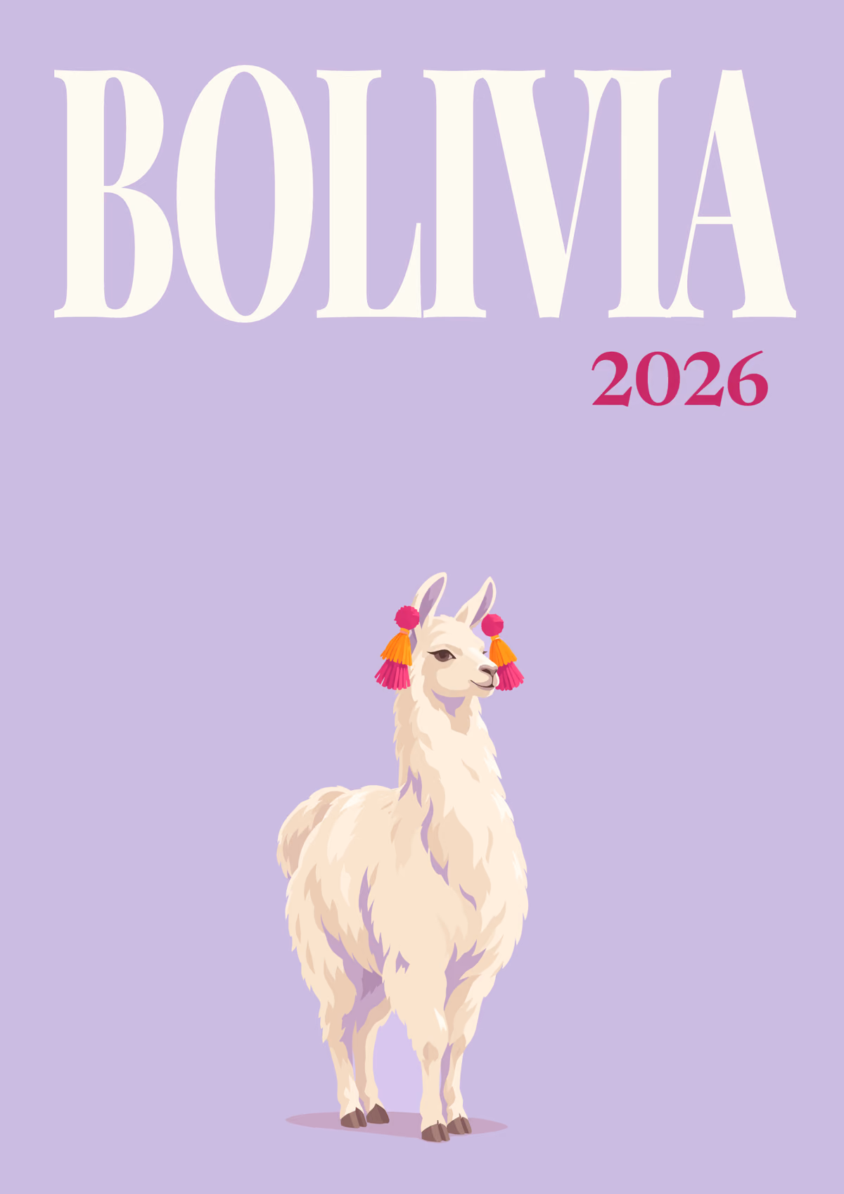 Bolivia illustrated travel photo book cover with the llama artwork