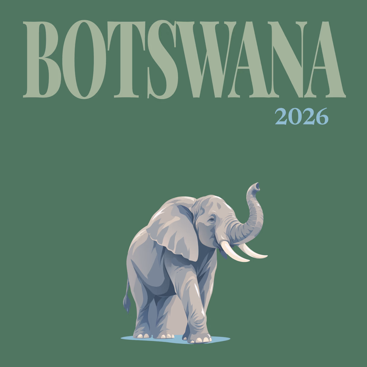 Botswana illustrated square photo book cover with the elephant artwork