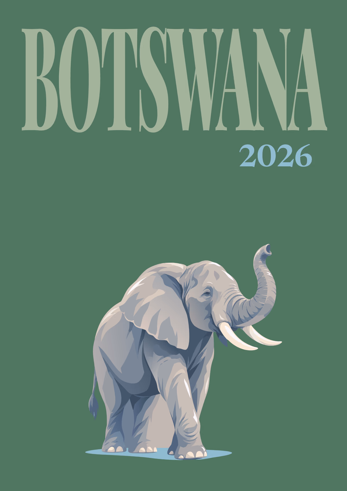Botswana illustrated travel photo book cover with the elephant artwork
