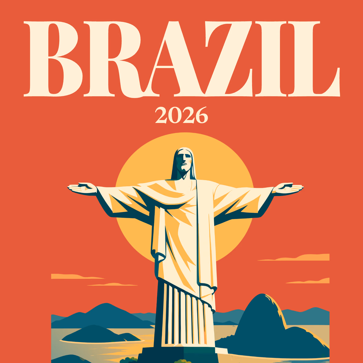 Brazil illustrated square photo book cover with the Christ the Redeemer artwork