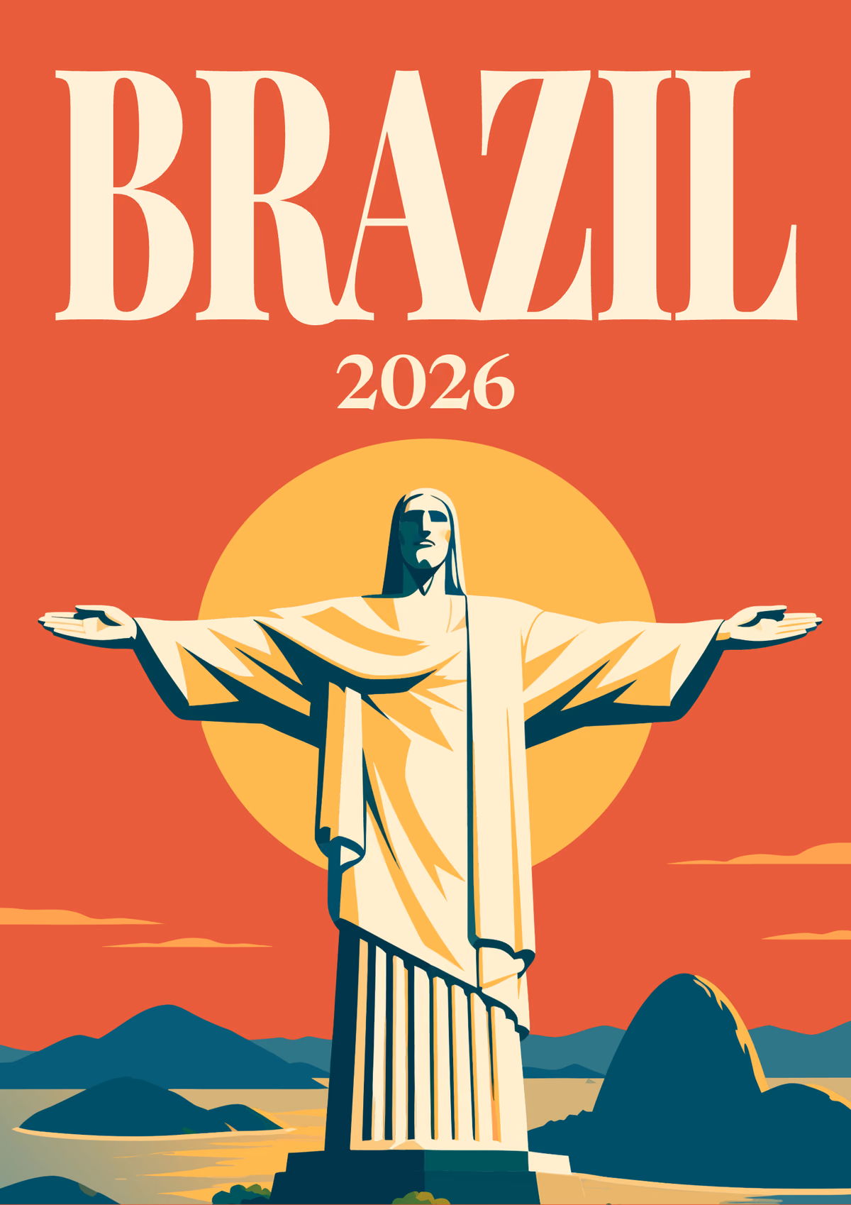 Brazil illustrated travel photo book cover with the Christ the Redeemer artwork