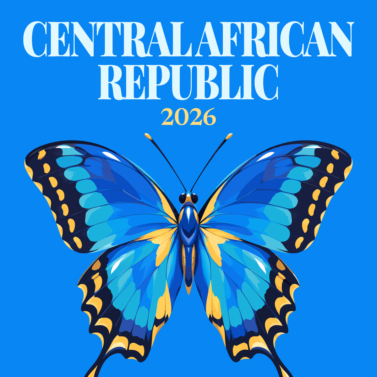 Central African Republic illustrated square photo book cover with the butterfly artwork