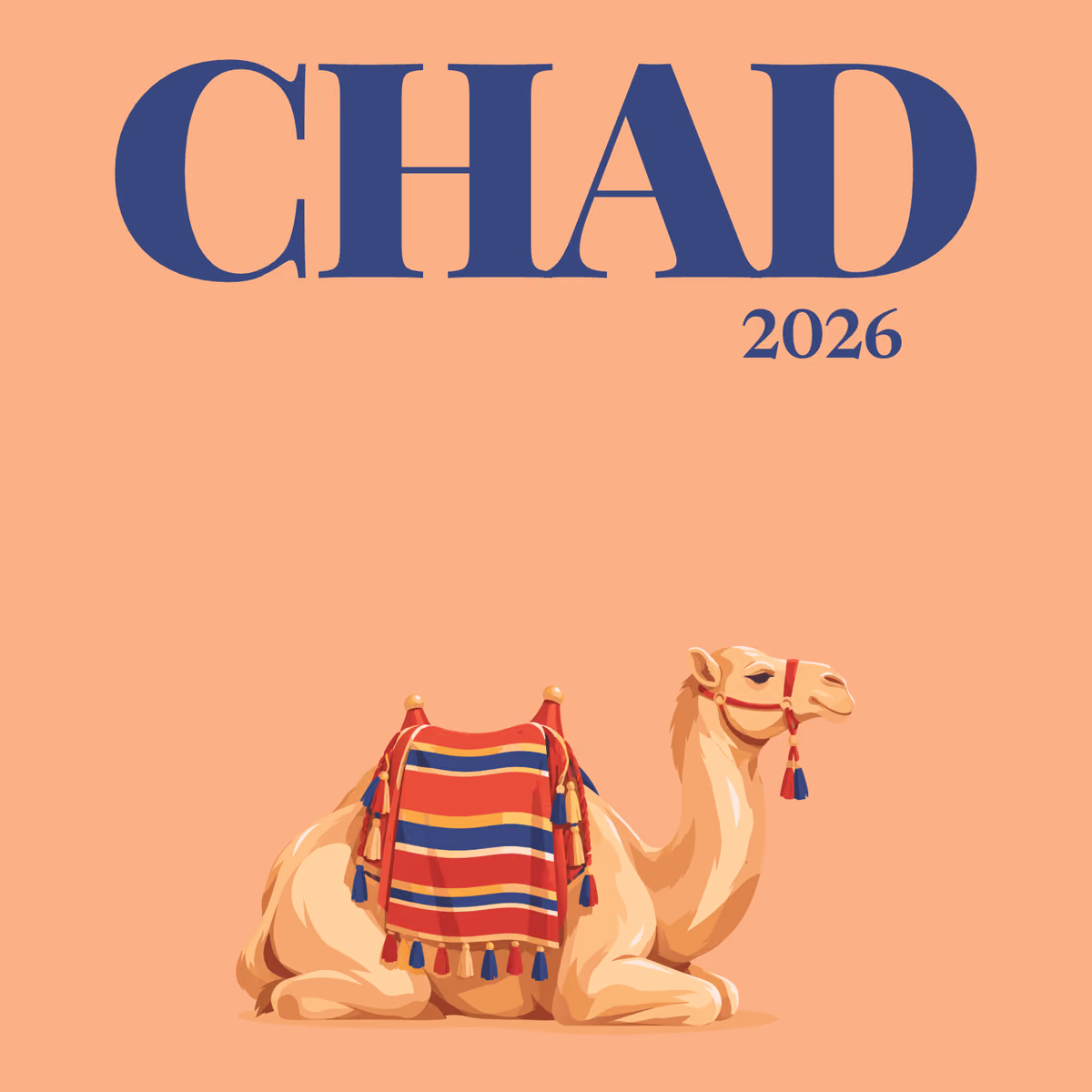 Chad illustrated square photo book cover with the camel artwork