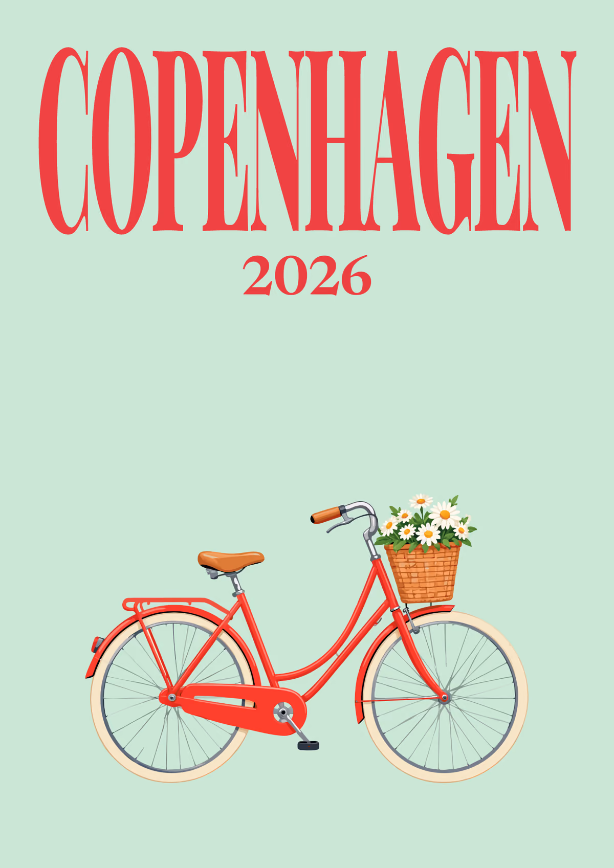 Copenhagen illustrated travel photo book cover with the bicycle artwork