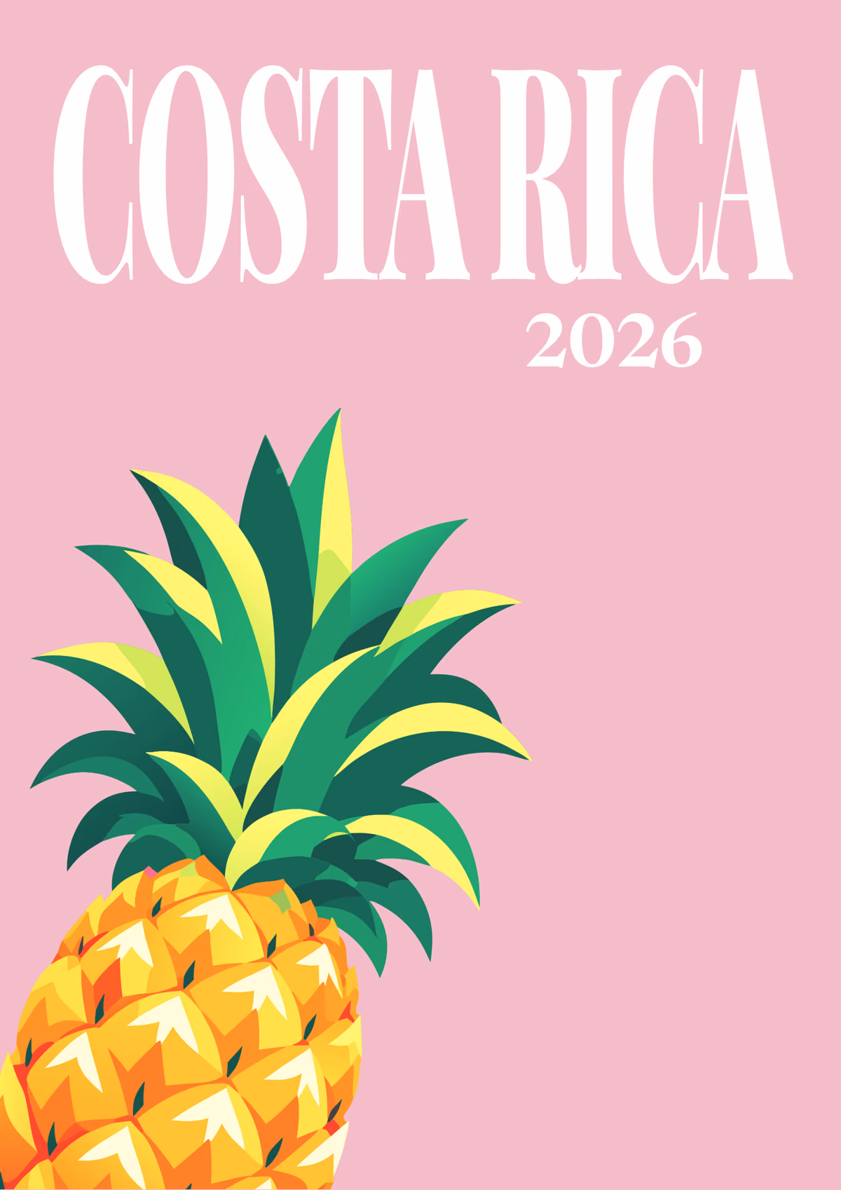 Costa Rica illustrated travel photo book cover with the pineapple artwork