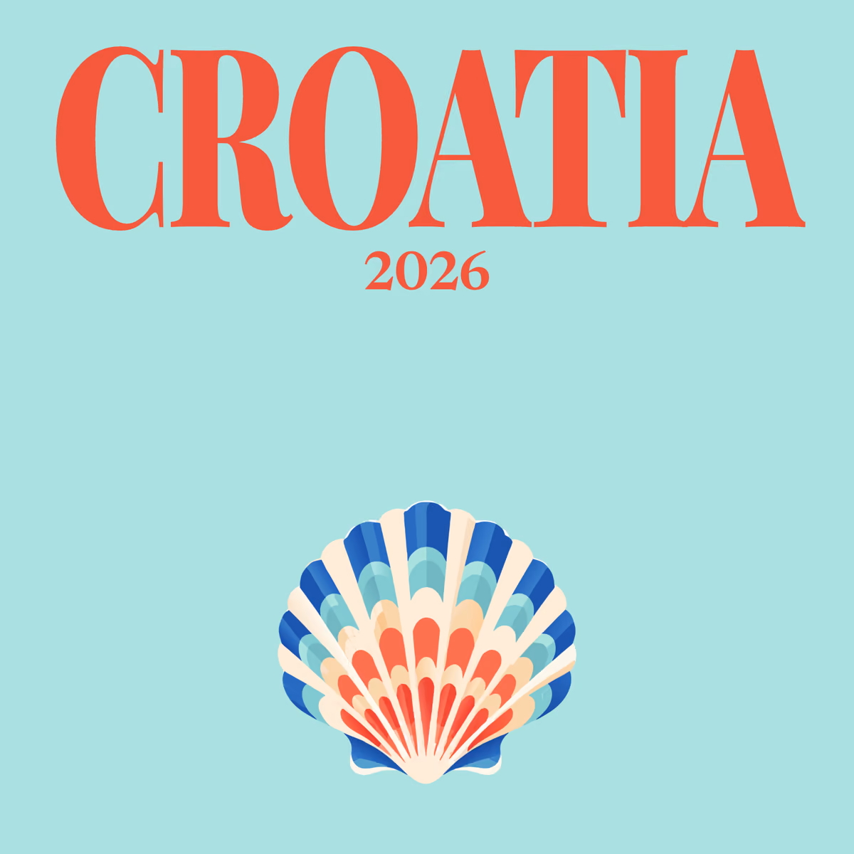 Croatia illustrated square photo book cover with the shell artwork