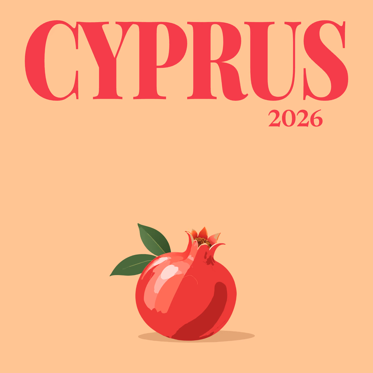 Cyprus illustrated square photo book cover with the pomegranate artwork