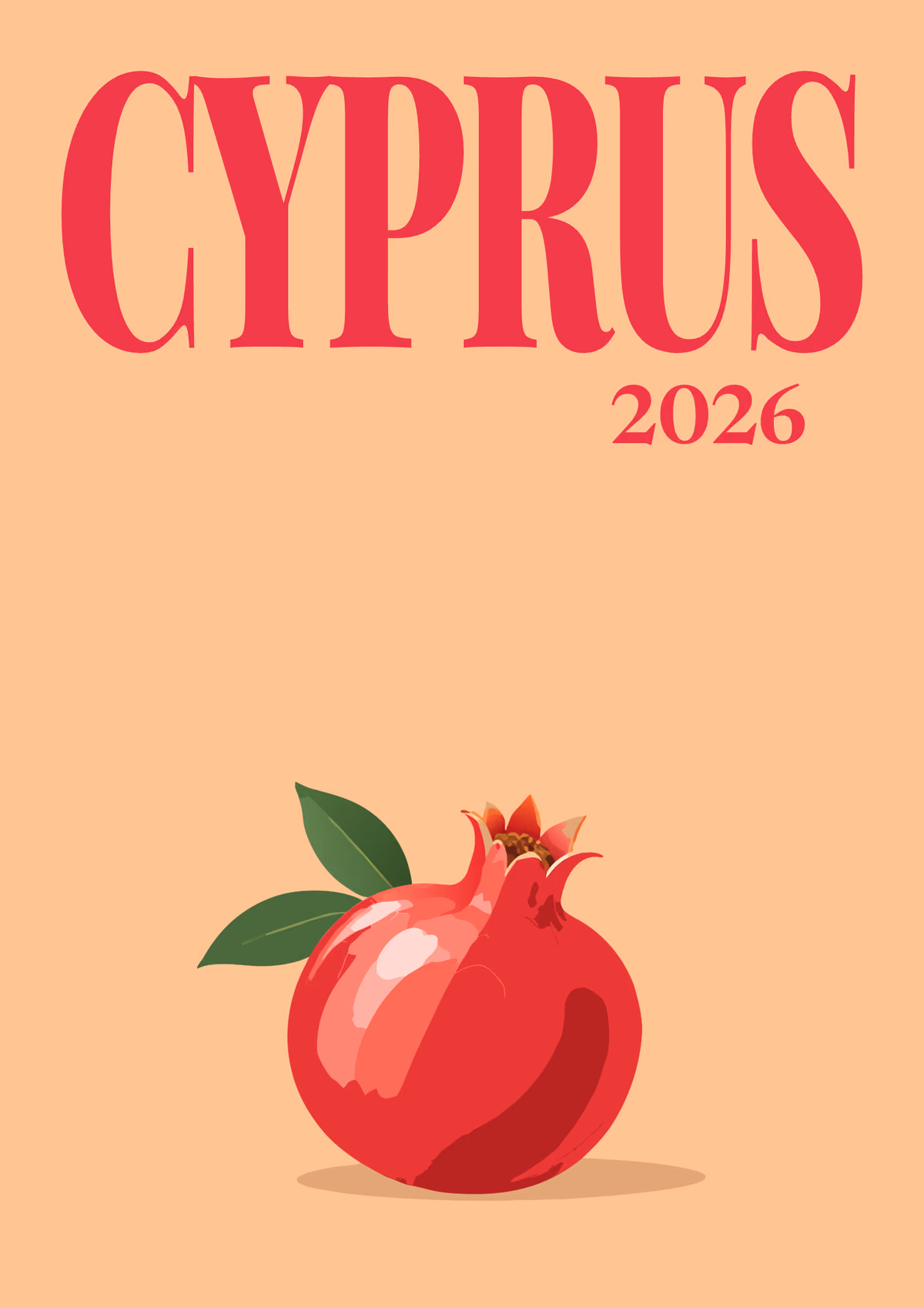 Cyprus illustrated travel photo book cover with the pomegranate artwork