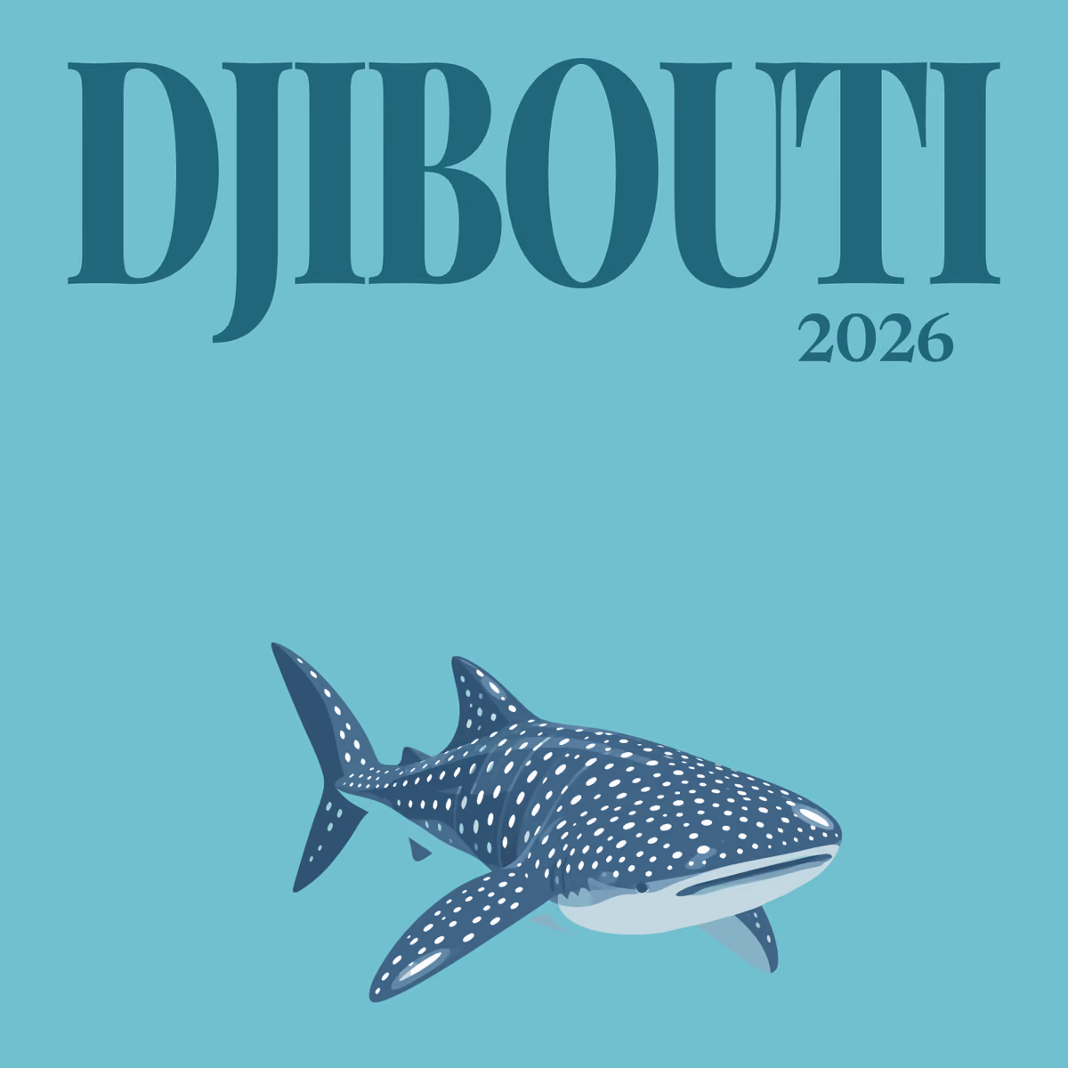 Djibouti illustrated square photo book cover with the whale shark artwork