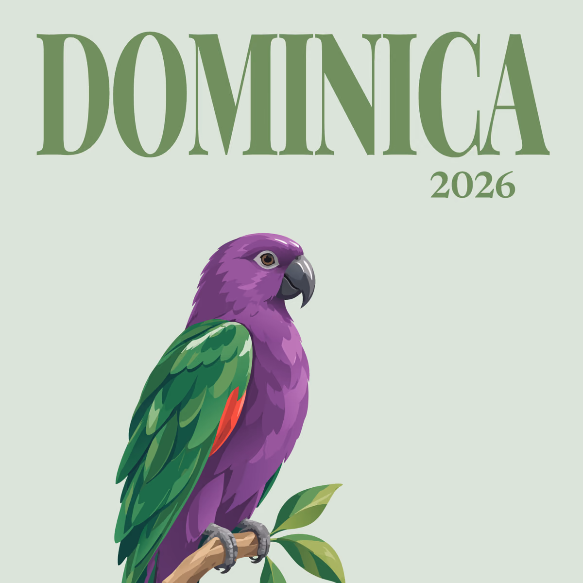 Dominica illustrated square photo book cover with the Sisserou parrot artwork