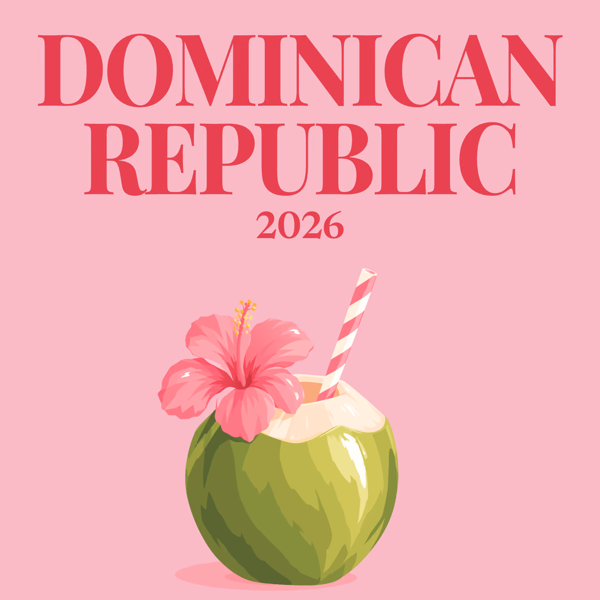 Dominican Republic illustrated square photo book cover with the coconut drink artwork