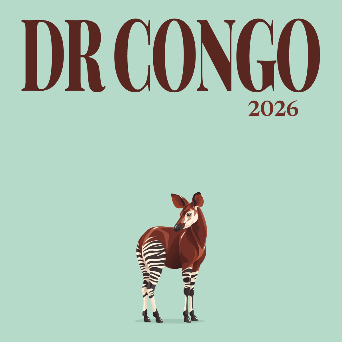 Dr Congo illustrated square photo book cover with the okapi artwork