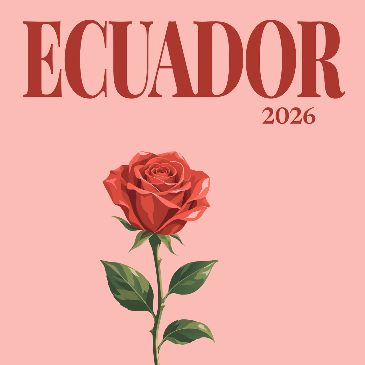 Ecuador illustrated square photo book cover with the Ecuadorian rose artwork