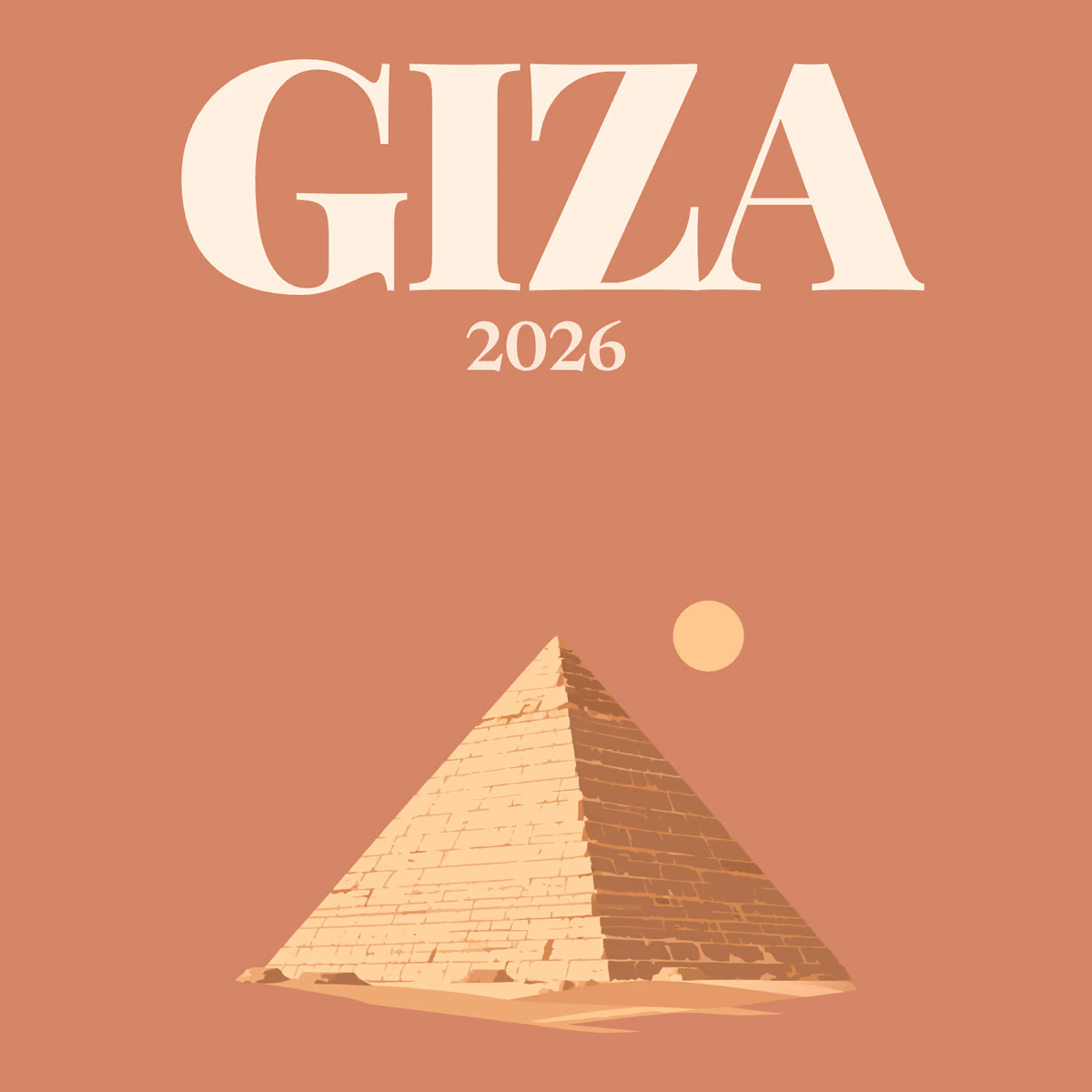 Giza illustrated square photo book cover with the pyramid artwork