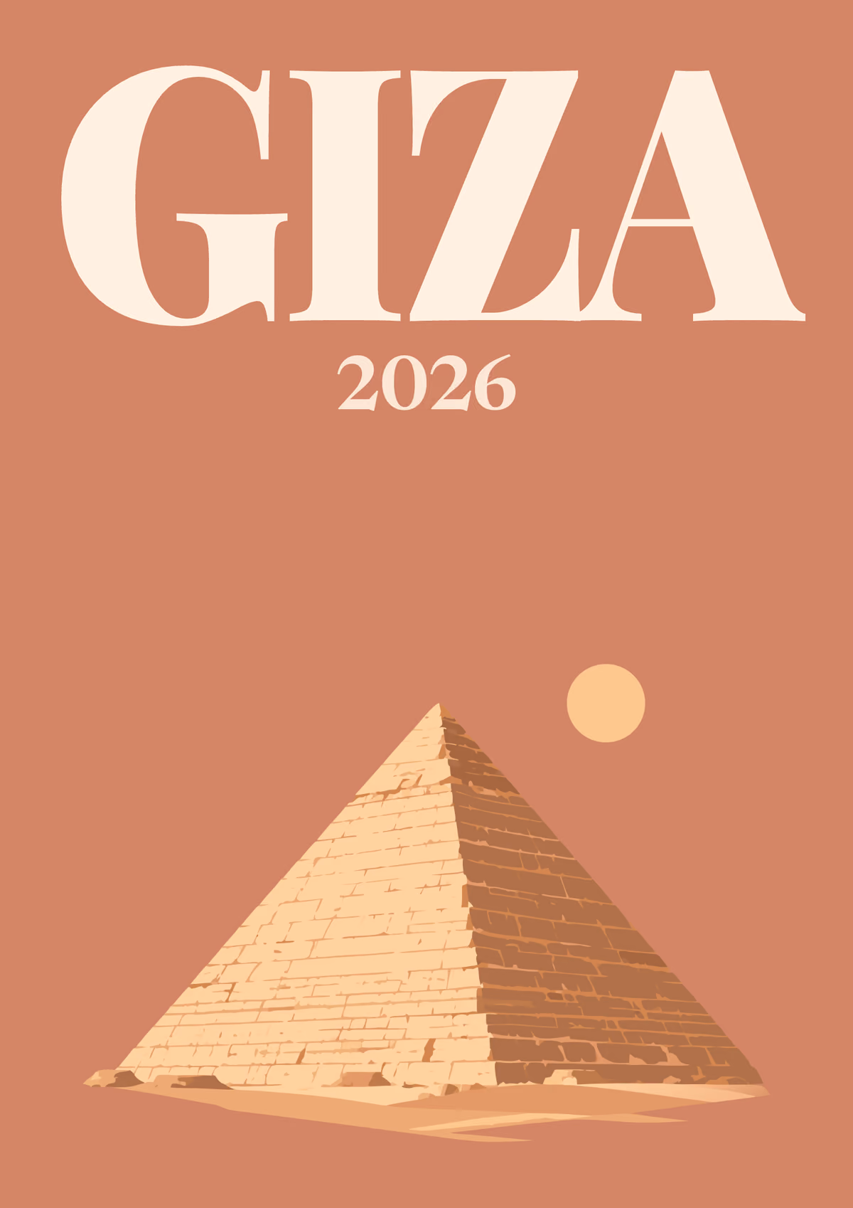 Giza illustrated travel photo book cover with the pyramid artwork