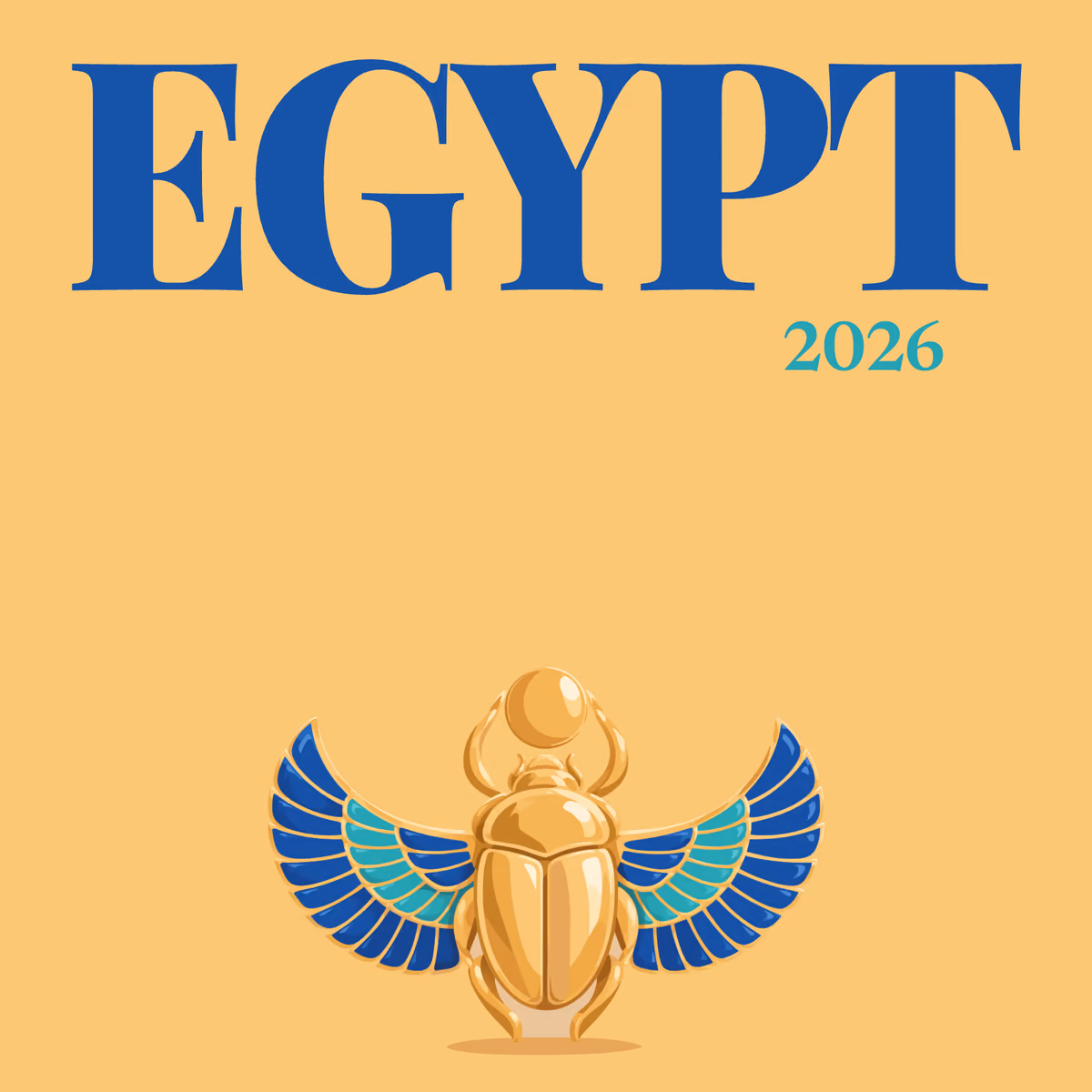 Egypt illustrated square photo book cover with the golden scarab artwork