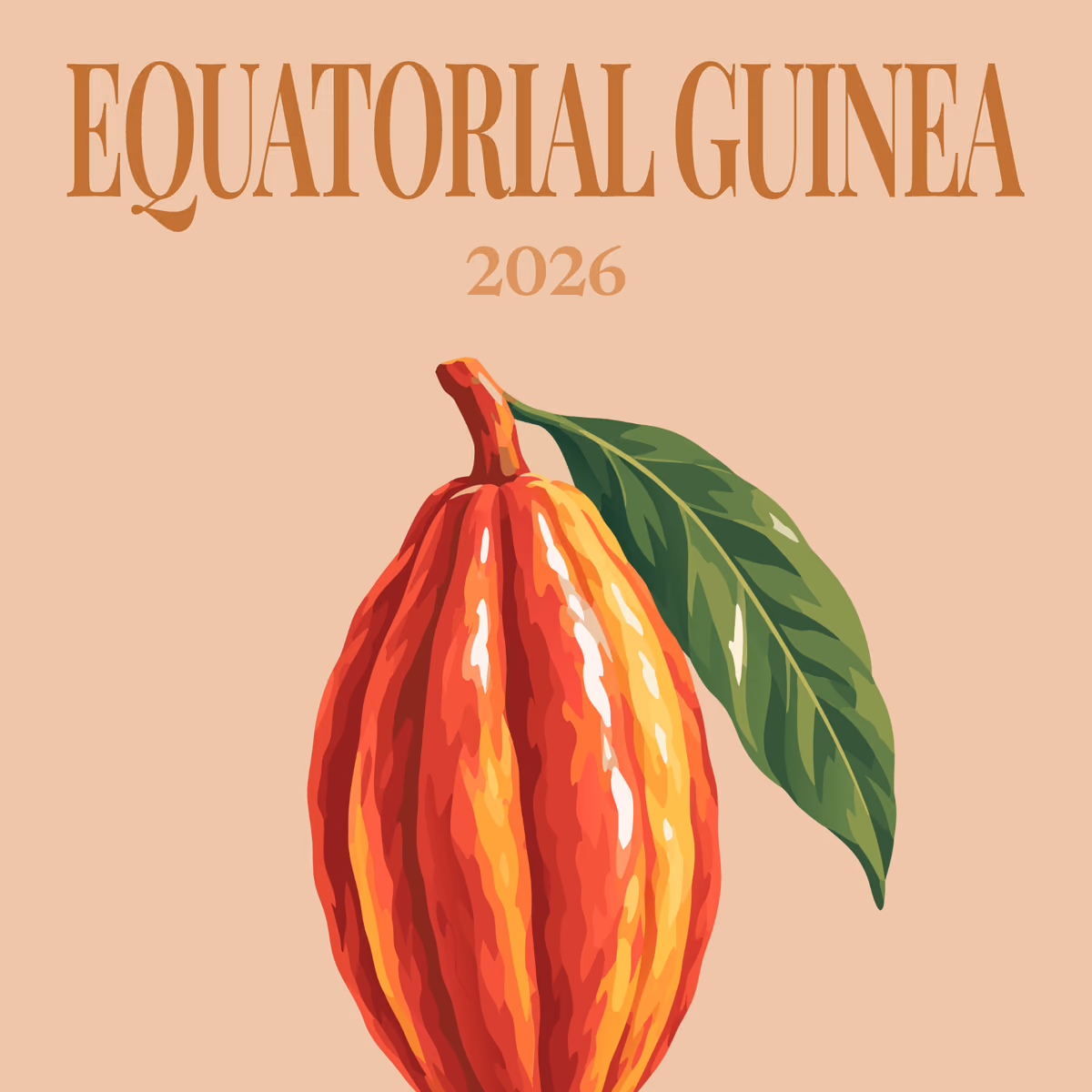 Equatorial Guinea illustrated square photo book cover with the cacao artwork