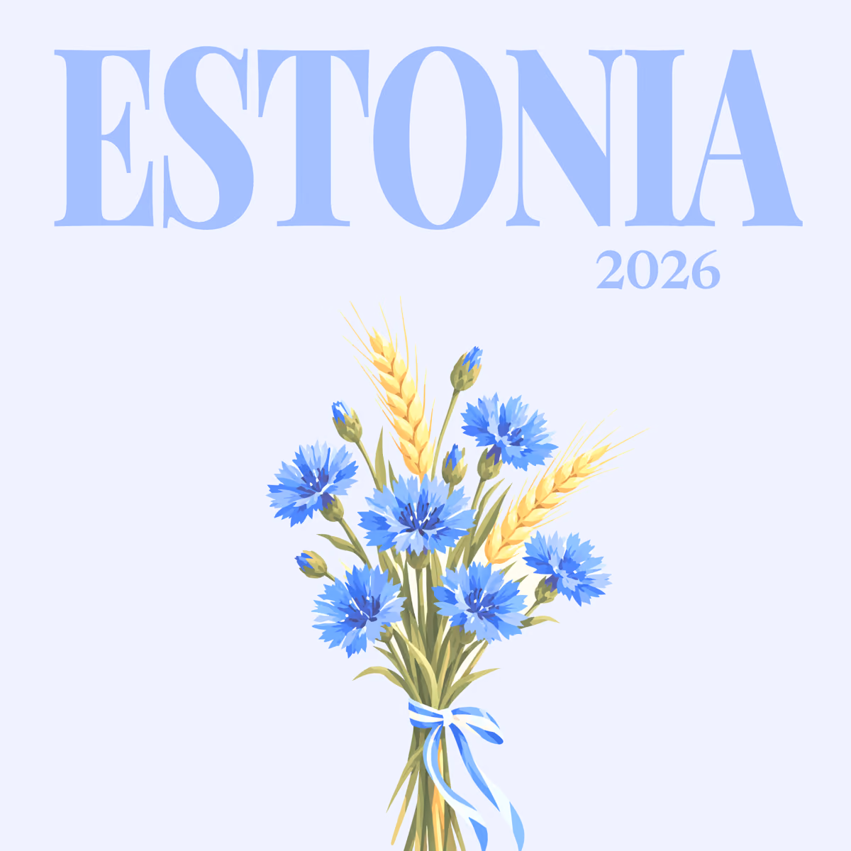 Estonia illustrated square photo book cover with the cornflowers artwork