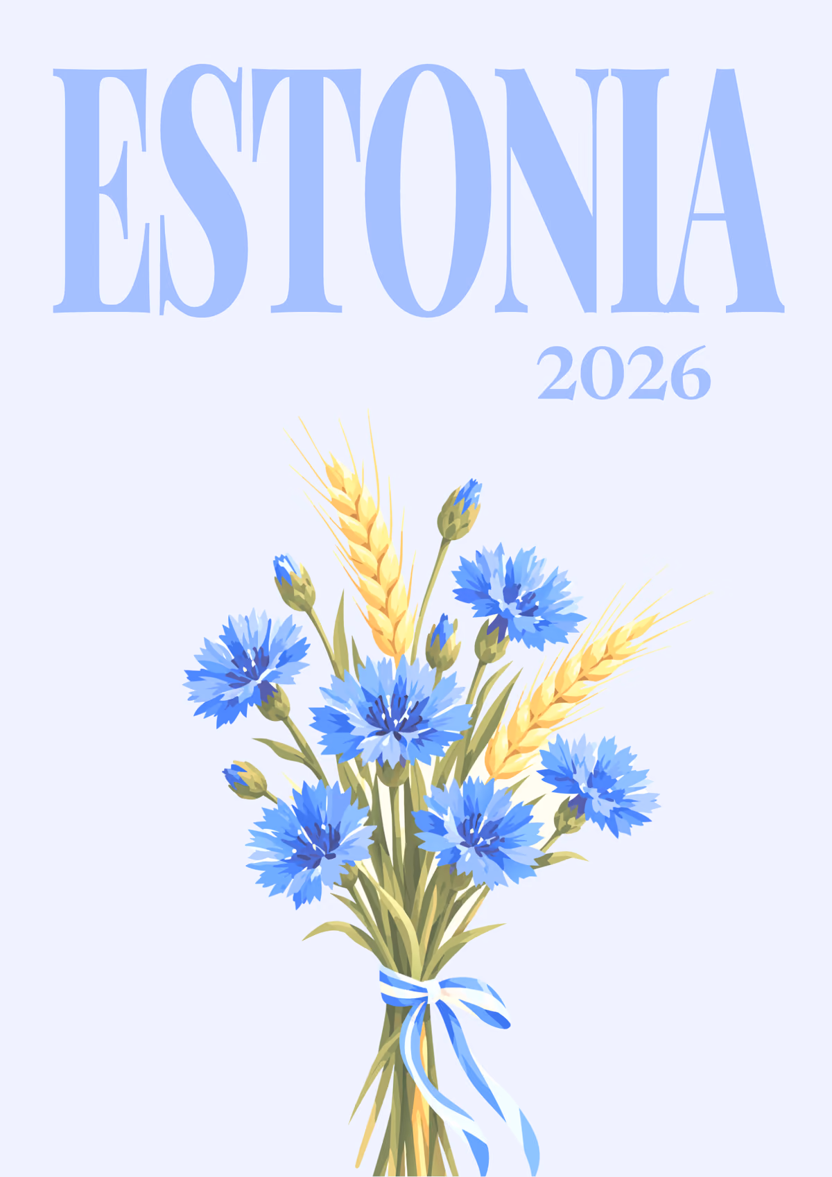 Estonia illustrated travel photo book cover with the cornflowers artwork