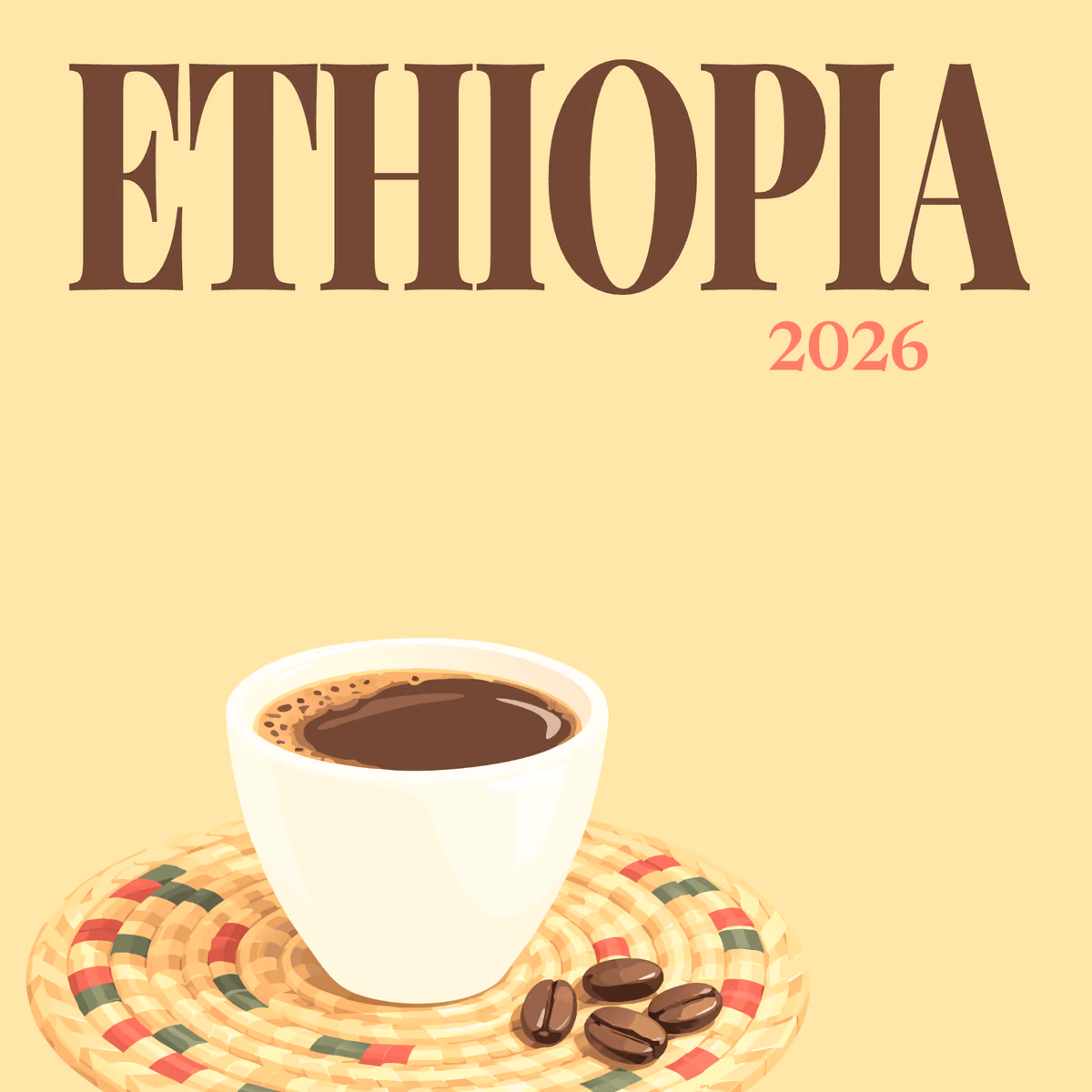 Ethiopia illustrated square photo book cover with the coffee ceremony cup artwork