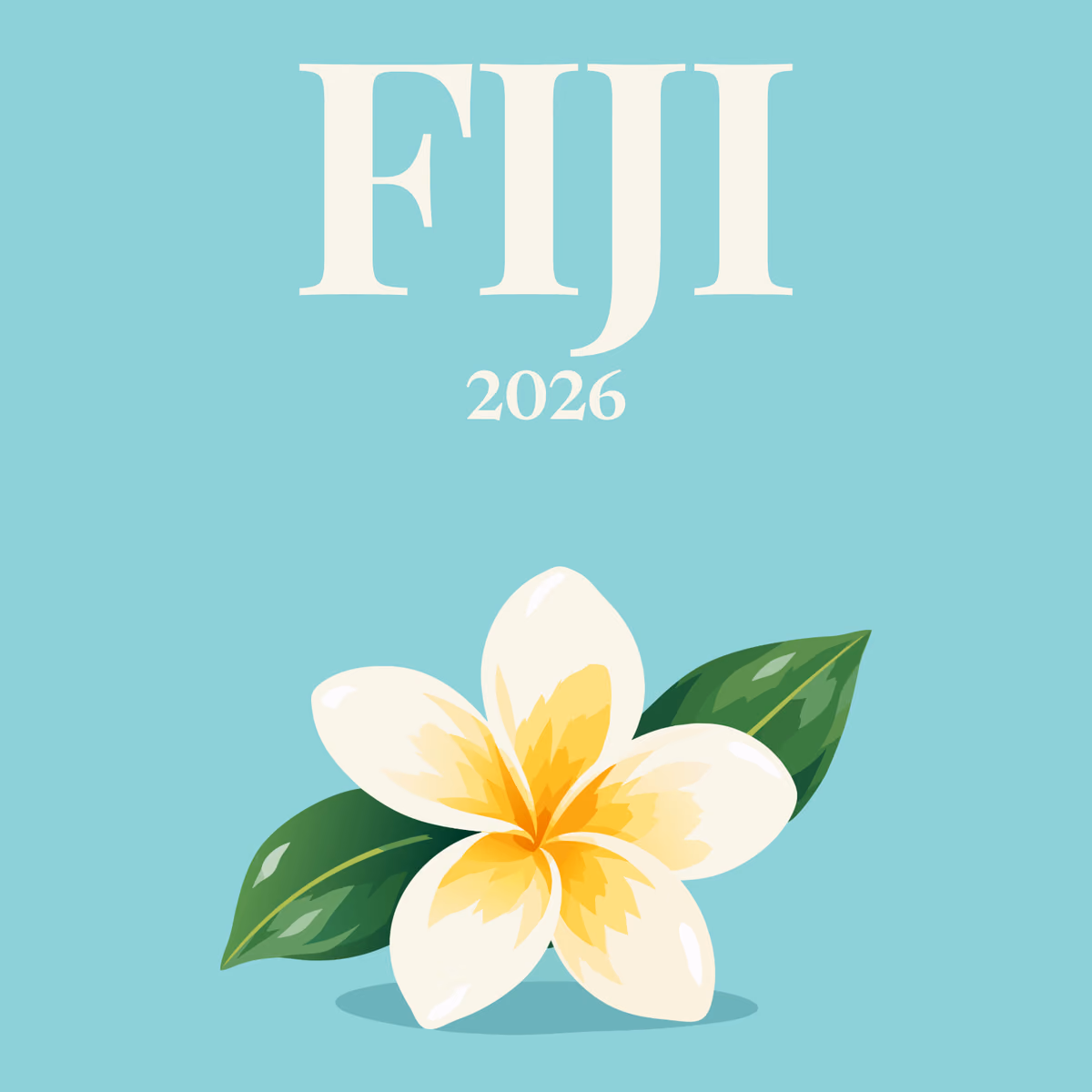 Fiji illustrated square photo book cover with the frangipani artwork