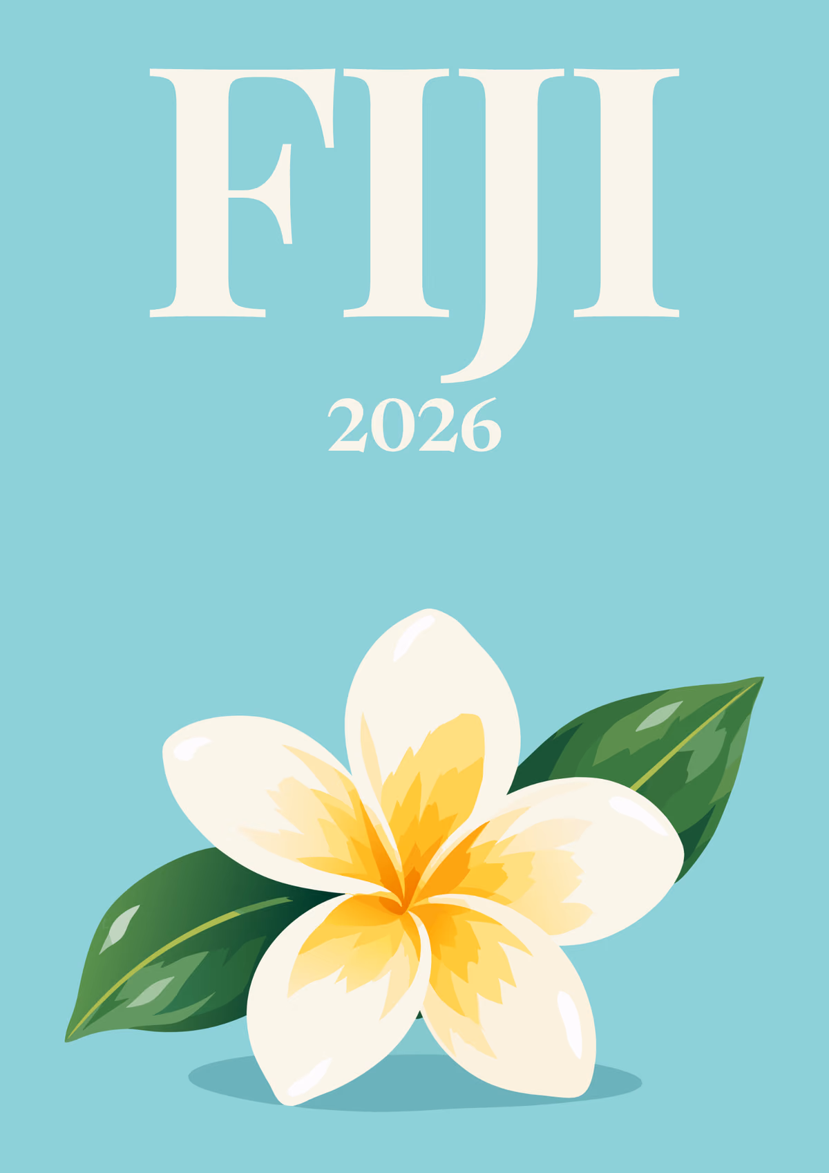 Fiji illustrated travel photo book cover with the frangipani artwork