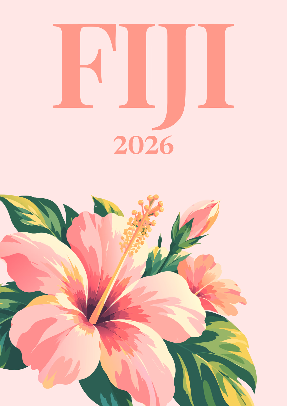 Fiji illustrated travel photo book cover with the hibiscus artwork