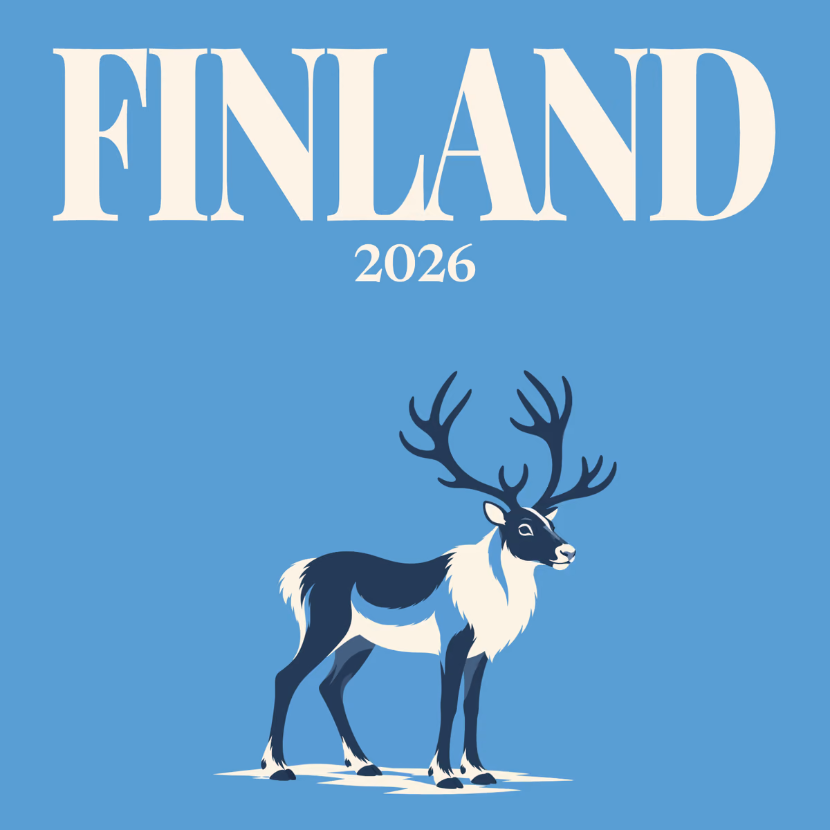 Finland illustrated square photo book cover with the reindeer artwork