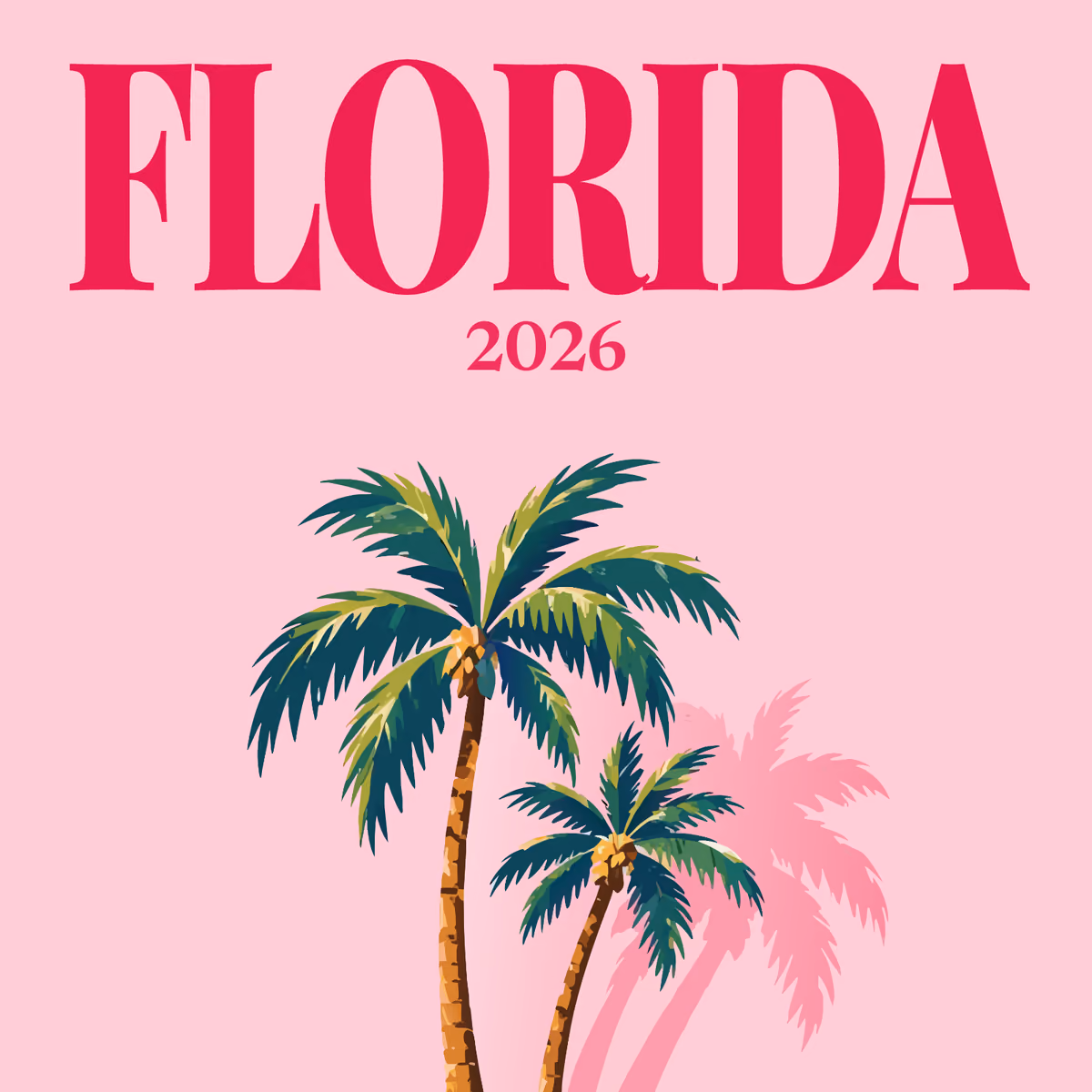 Florida illustrated square photo book cover with the palms artwork