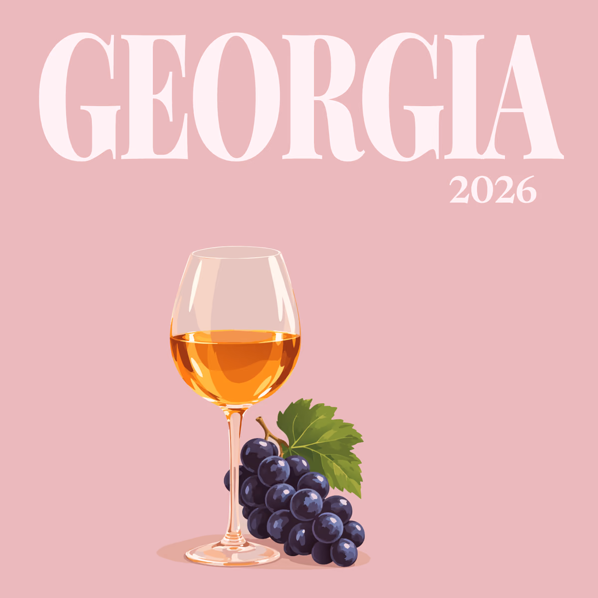 Georgia illustrated square photo book cover with the wine and grapes artwork