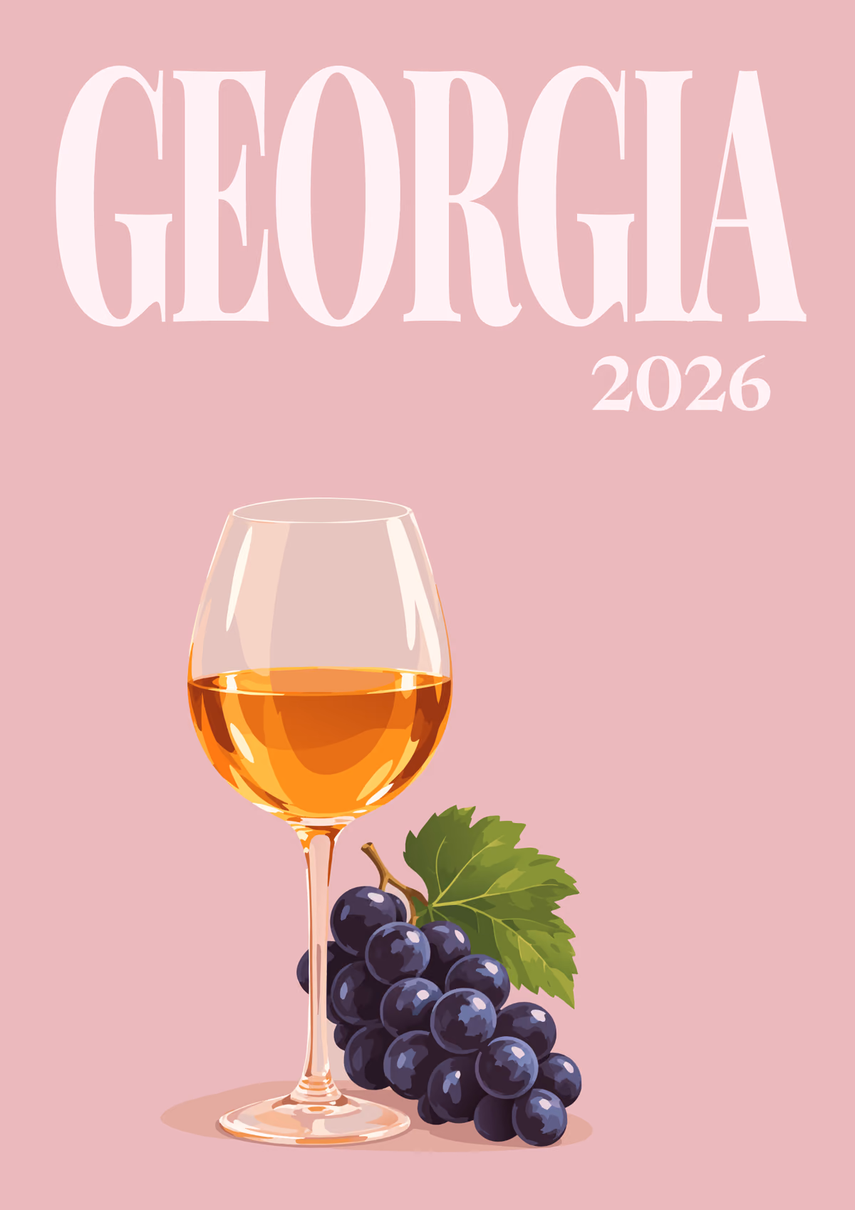 Georgia illustrated travel photo book cover with the wine and grapes artwork