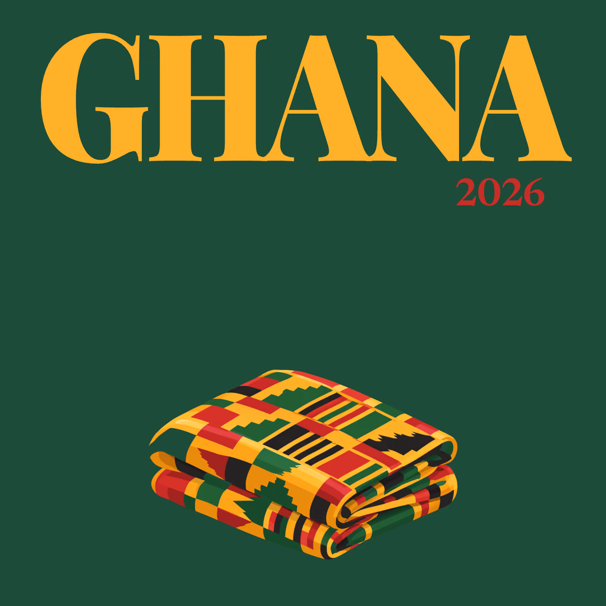 Ghana illustrated square photo book cover with the kente cloth artwork