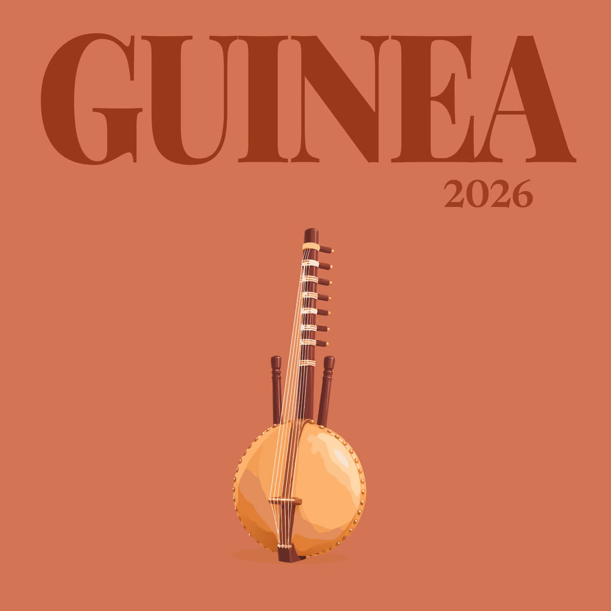 Guinea illustrated square photo book cover with the kora artwork