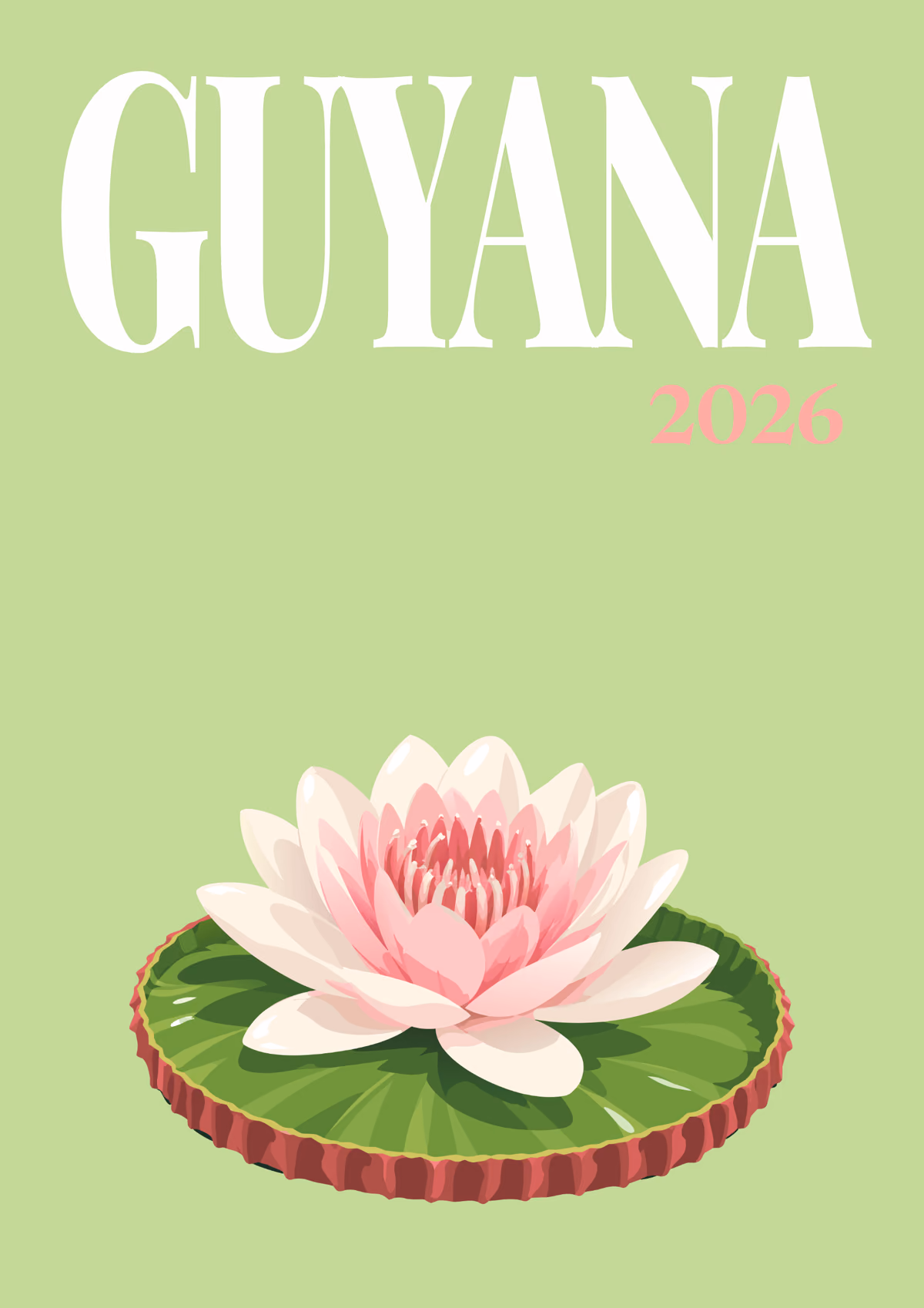 Guyana illustrated travel photo book cover with the Victoria water lily artwork