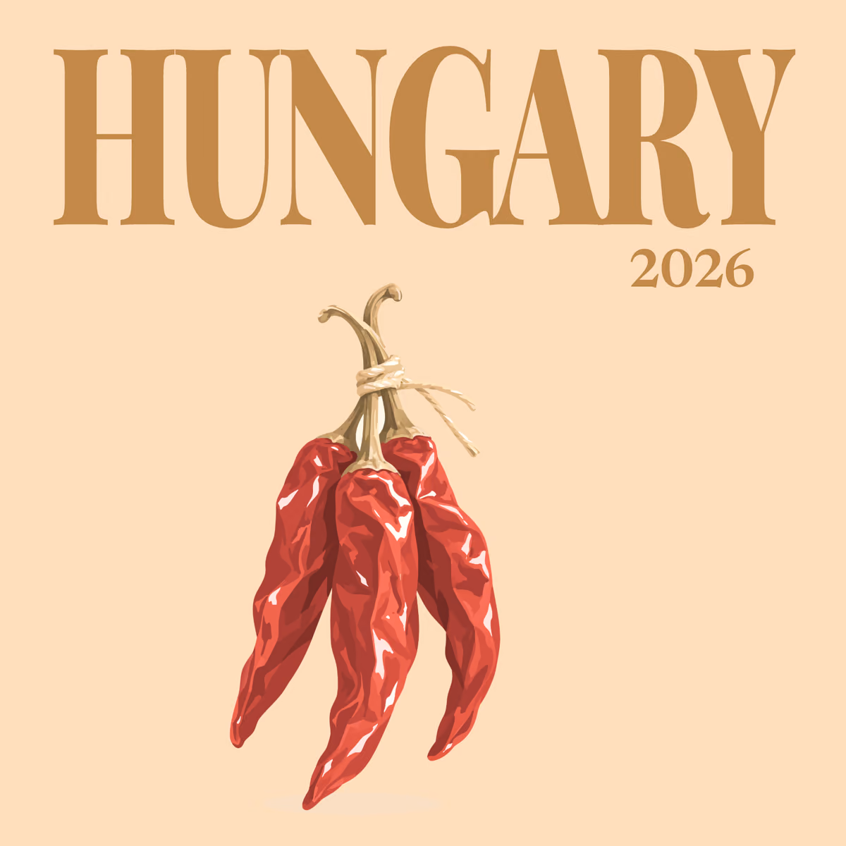 Hungary illustrated square photo book cover with the paprika artwork