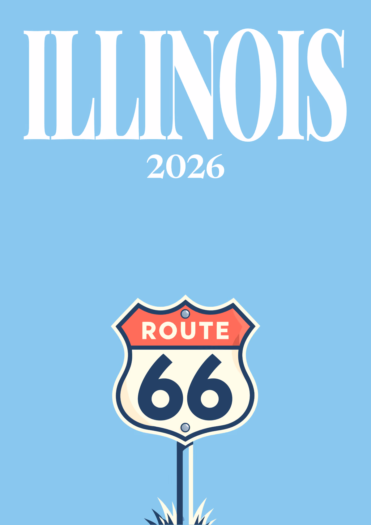 Illinois illustrated travel photo book cover with the route 66 artwork