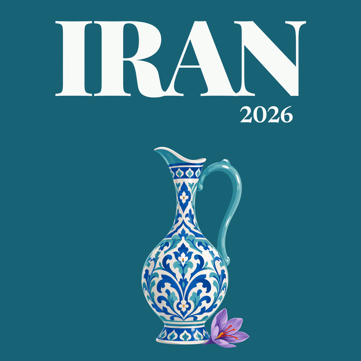 Iran illustrated square photo book cover with the Persian ewer artwork