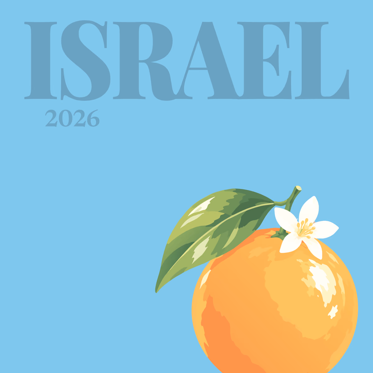 Israel illustrated square photo book cover with the Jaffa orange artwork