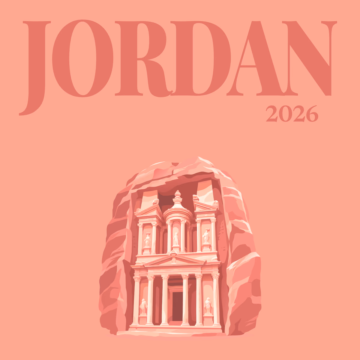 Jordan illustrated square photo book cover with the Petra Treasury artwork