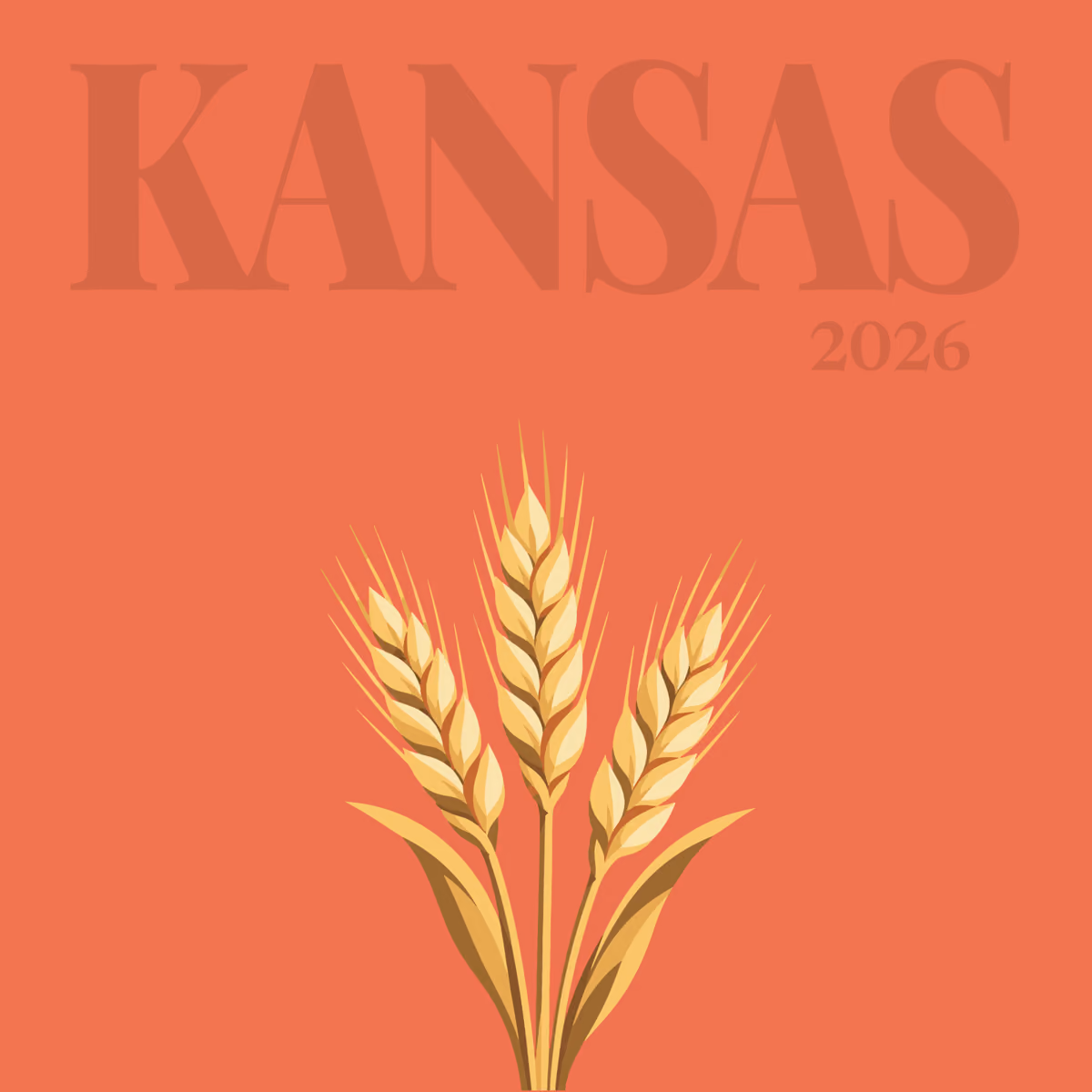 Kansas illustrated square photo book cover with the wheat artwork