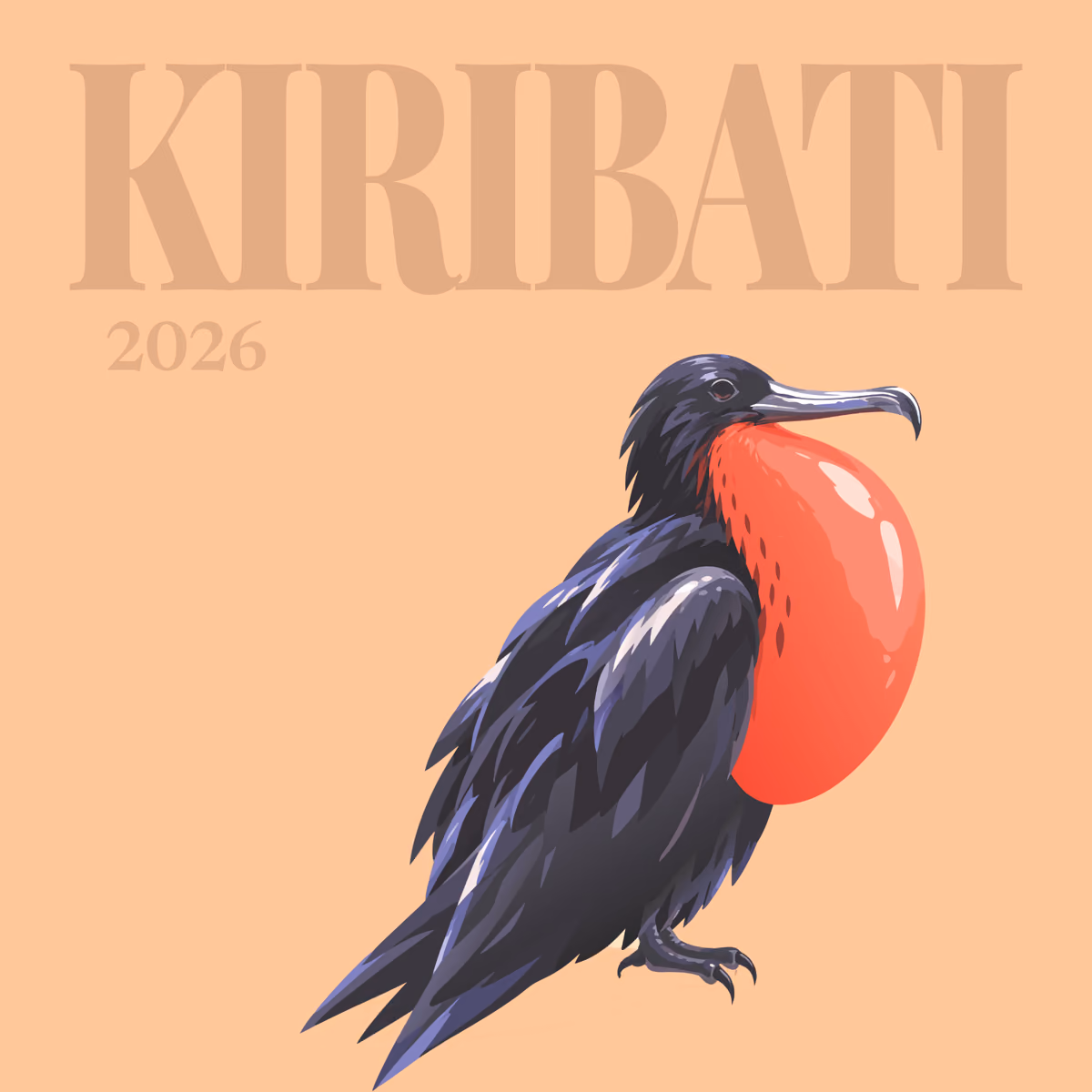 Kiribati illustrated square photo book cover with the frigatebird artwork