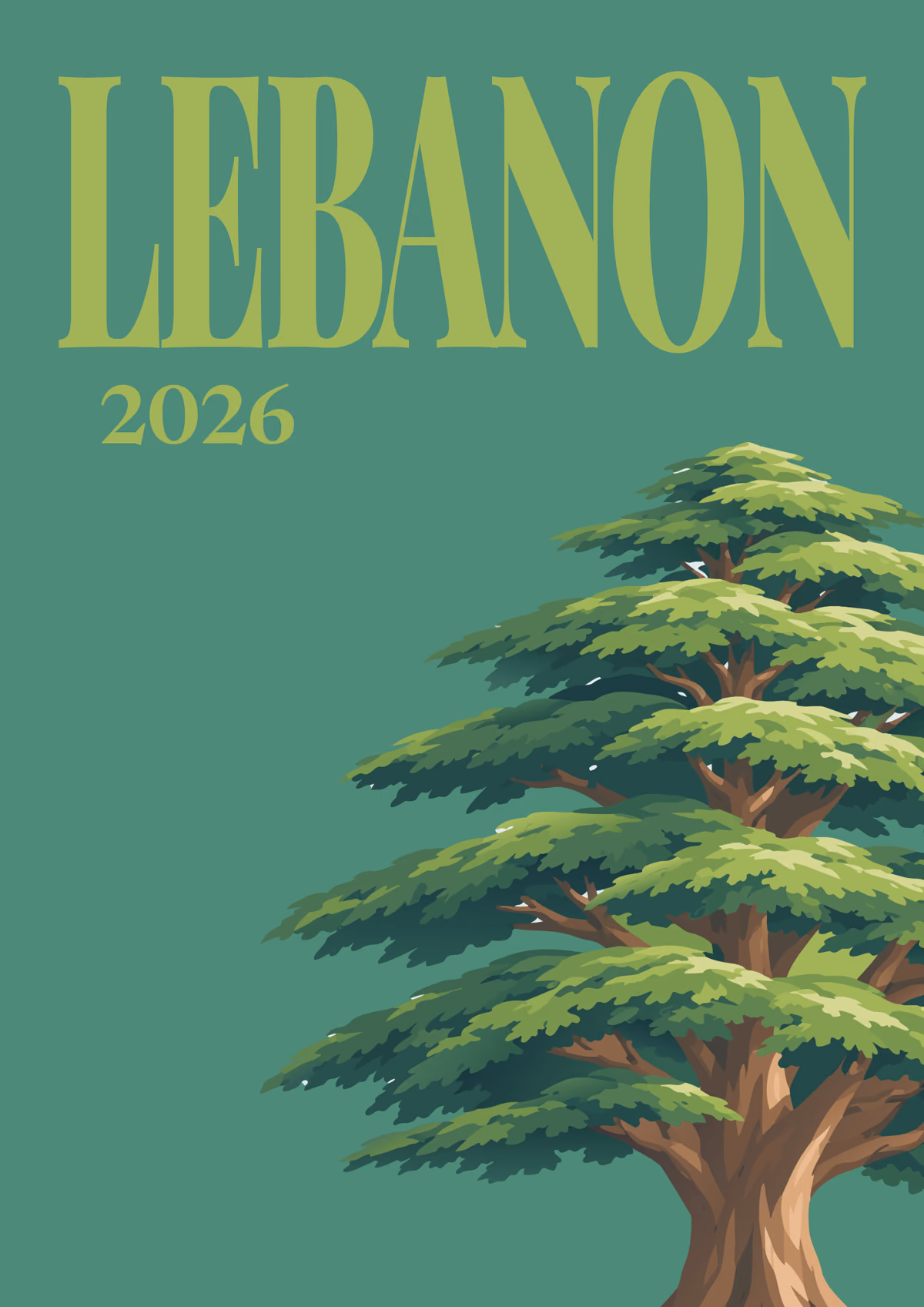 Lebanon illustrated travel photo book cover with the cedar artwork