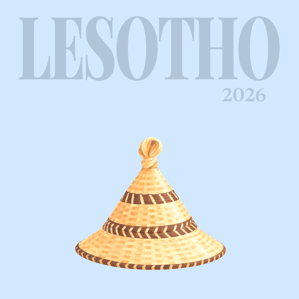 Lesotho illustrated square photo book cover with the Basotho hat artwork