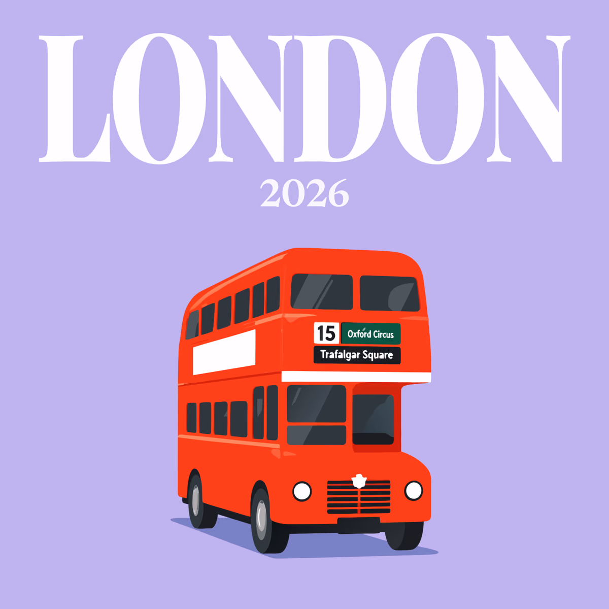 London illustrated square photo book cover with the red double-decker bus artwork